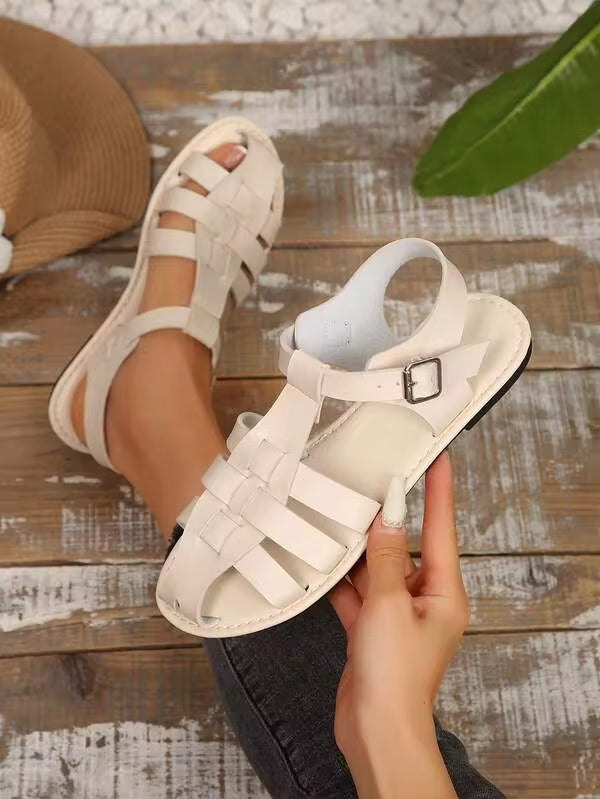 New Handmade Woven Retro Pig Pen Style Flat Sandals For Women, Fashionable And Versatile For Summer